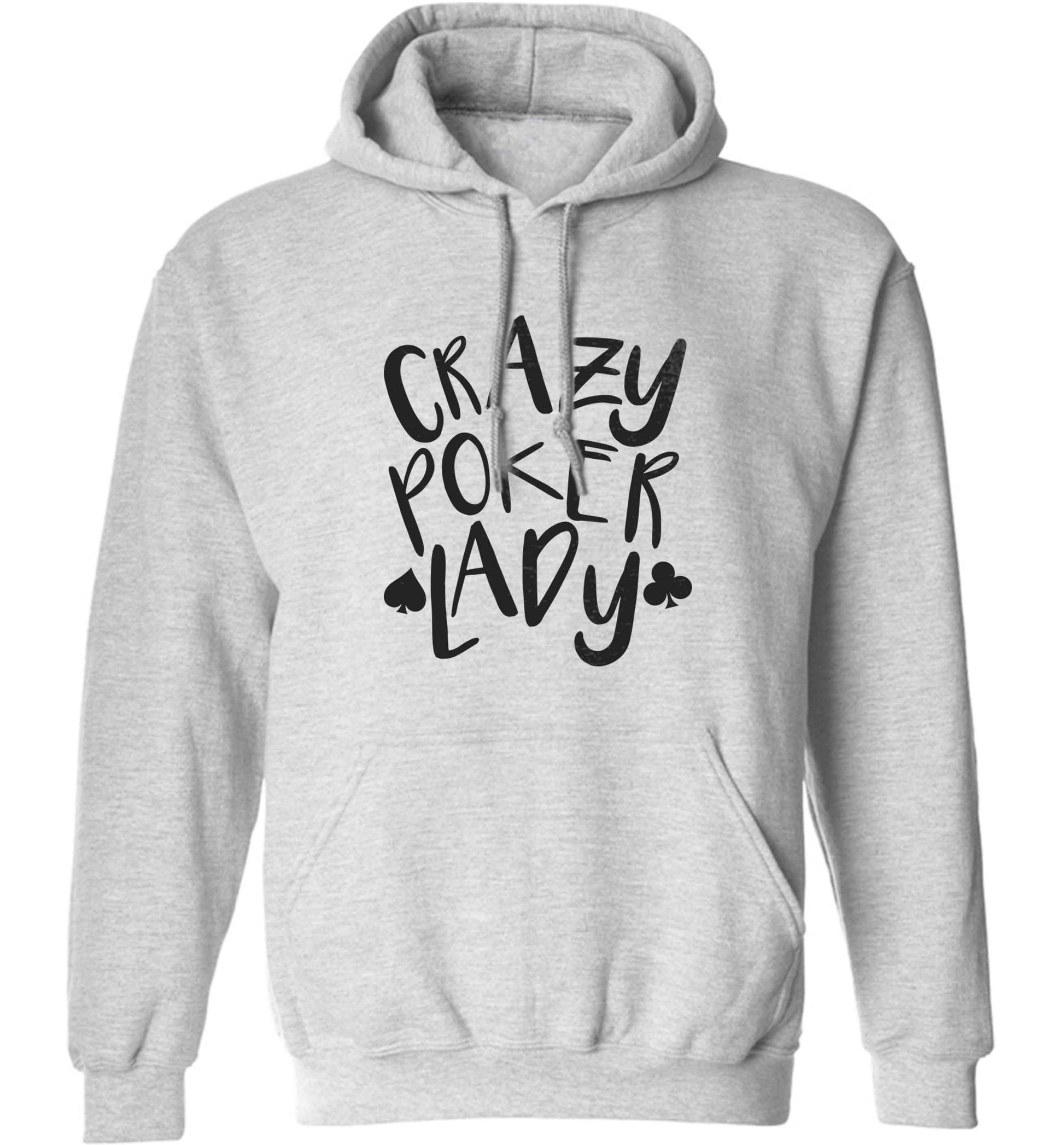 Crazy poker lady adults unisex grey hoodie 2XL