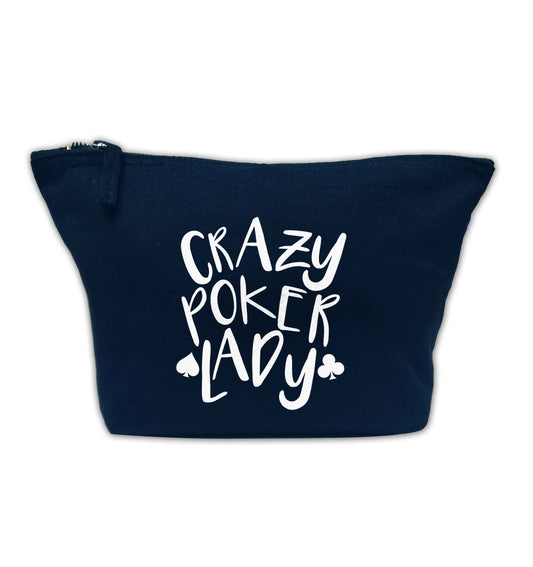 Crazy poker lady navy makeup bag
