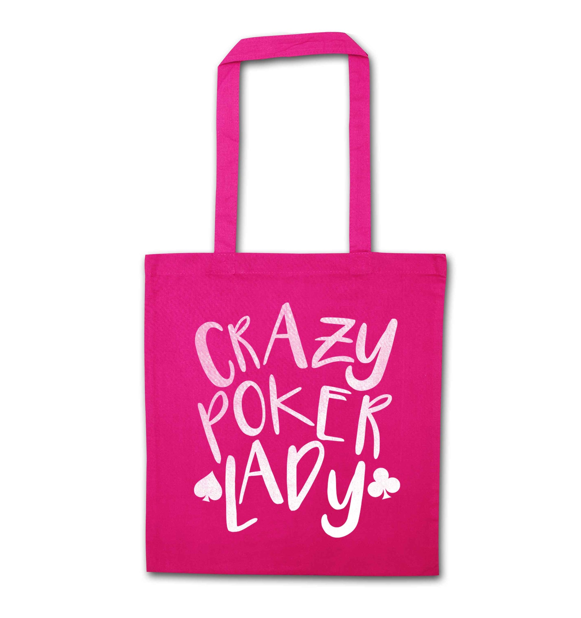 Crazy poker lady pink tote bag