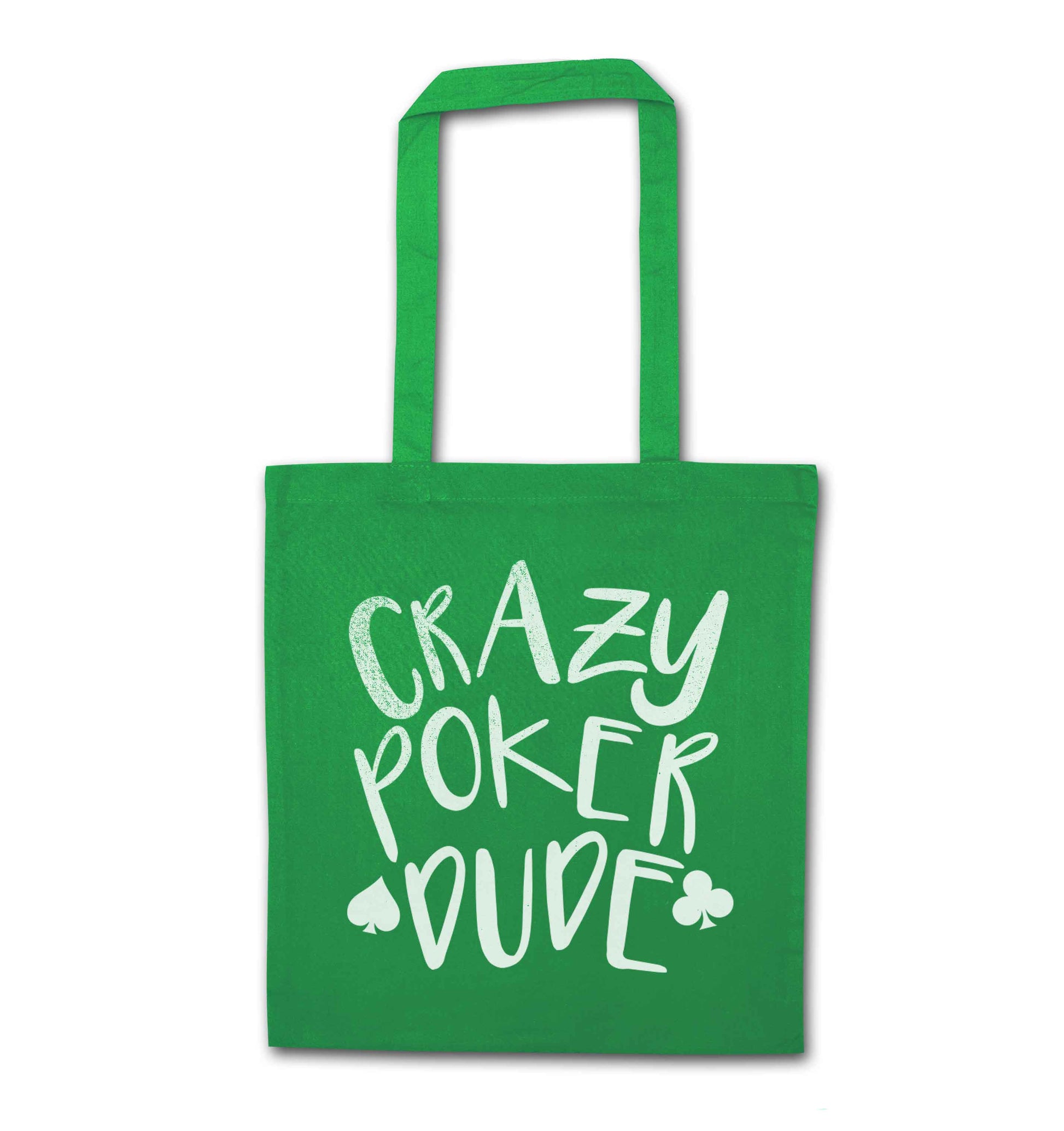 Crazy poker dude green tote bag