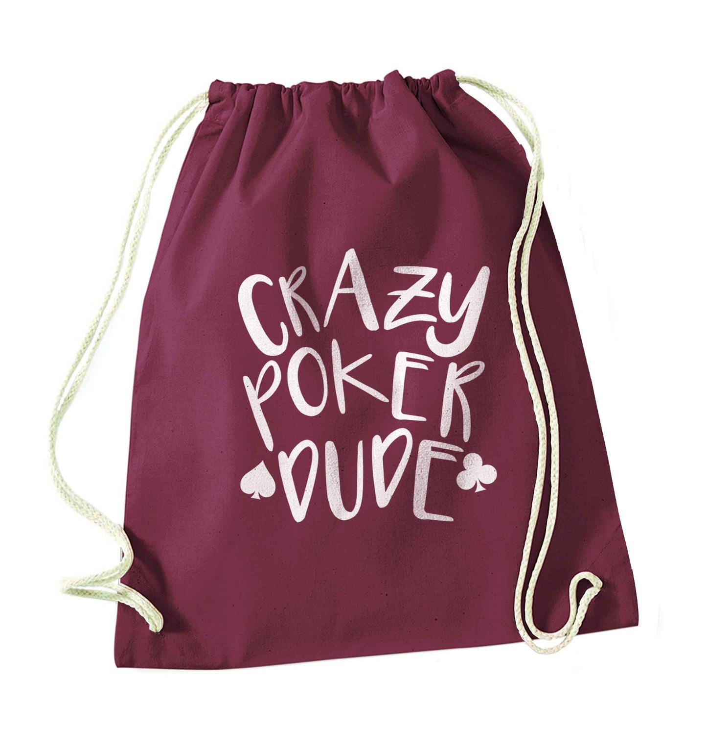 Crazy poker dude maroon drawstring bag