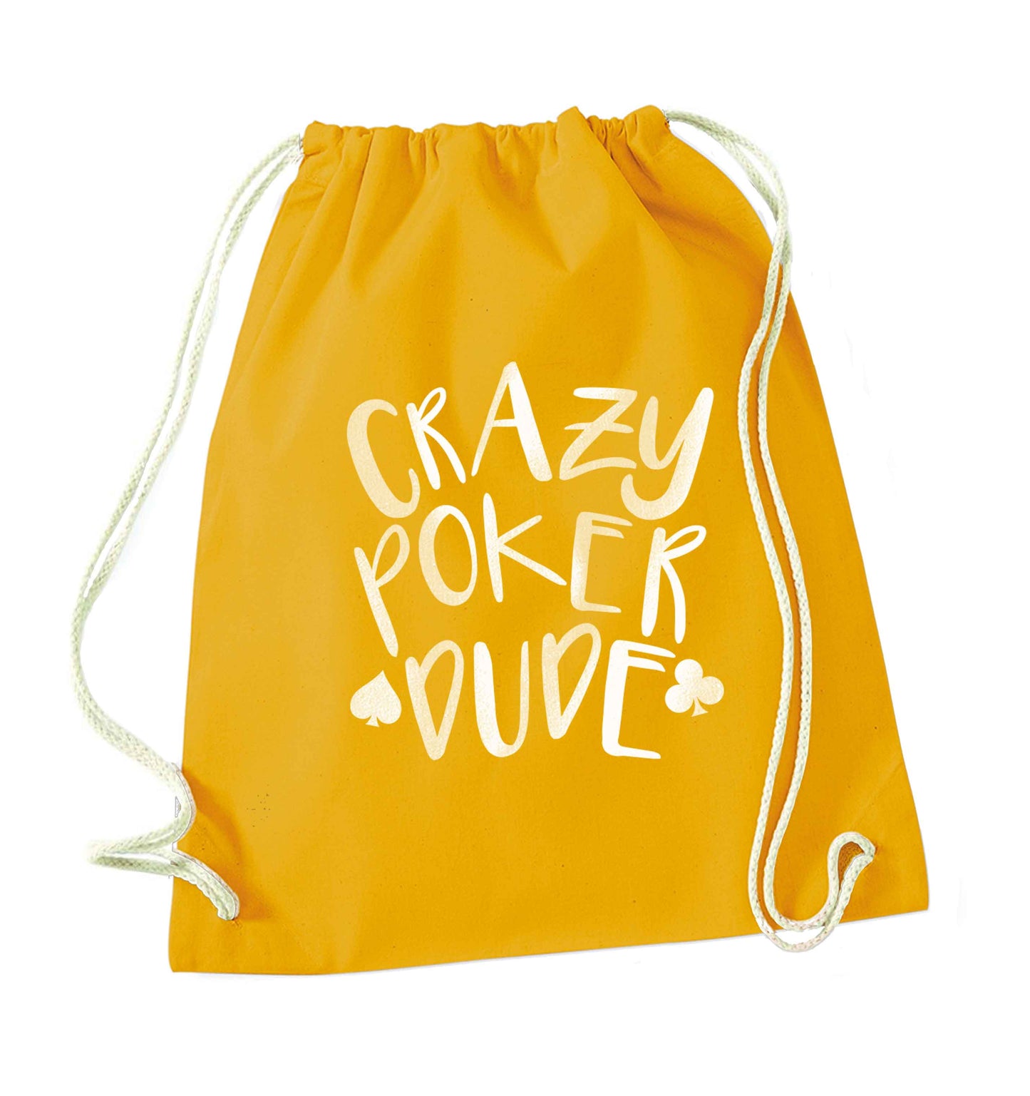 Crazy poker dude mustard drawstring bag