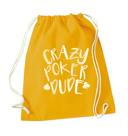 Crazy poker dude mustard drawstring bag