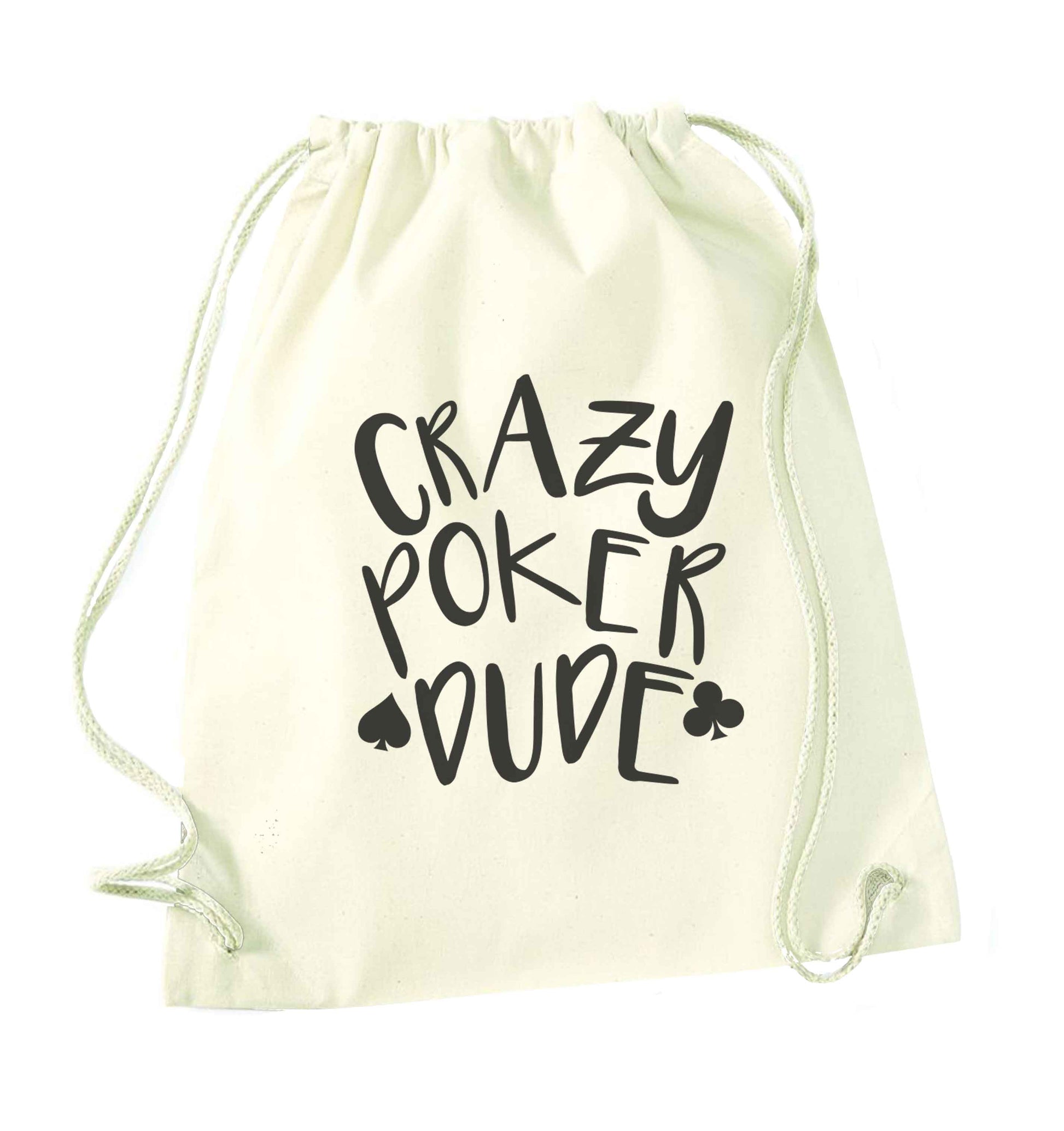 Crazy poker dude natural drawstring bag