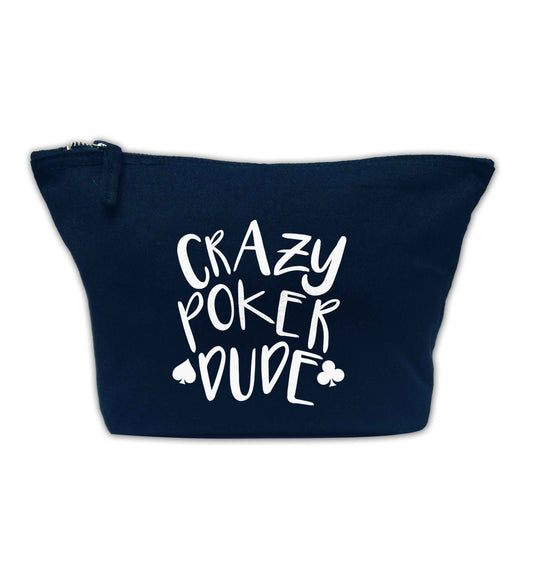 Crazy poker dude navy makeup bag