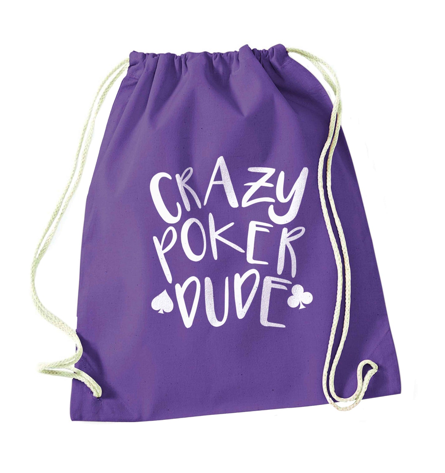 Crazy poker dude purple drawstring bag