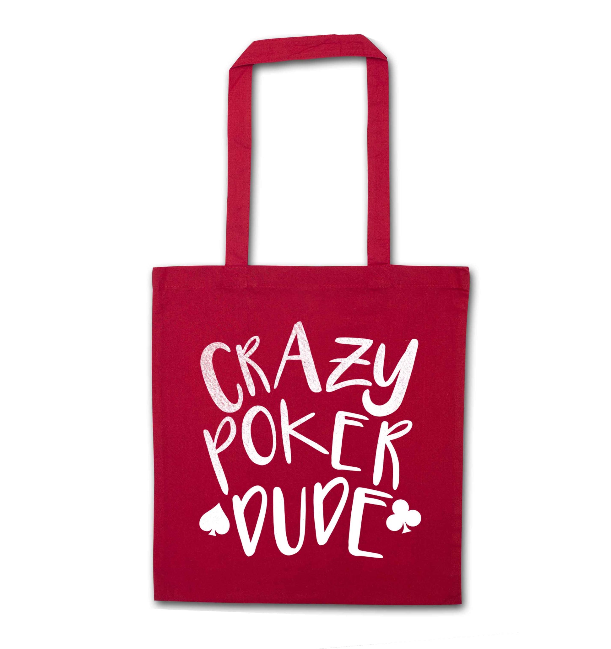 Crazy poker dude red tote bag