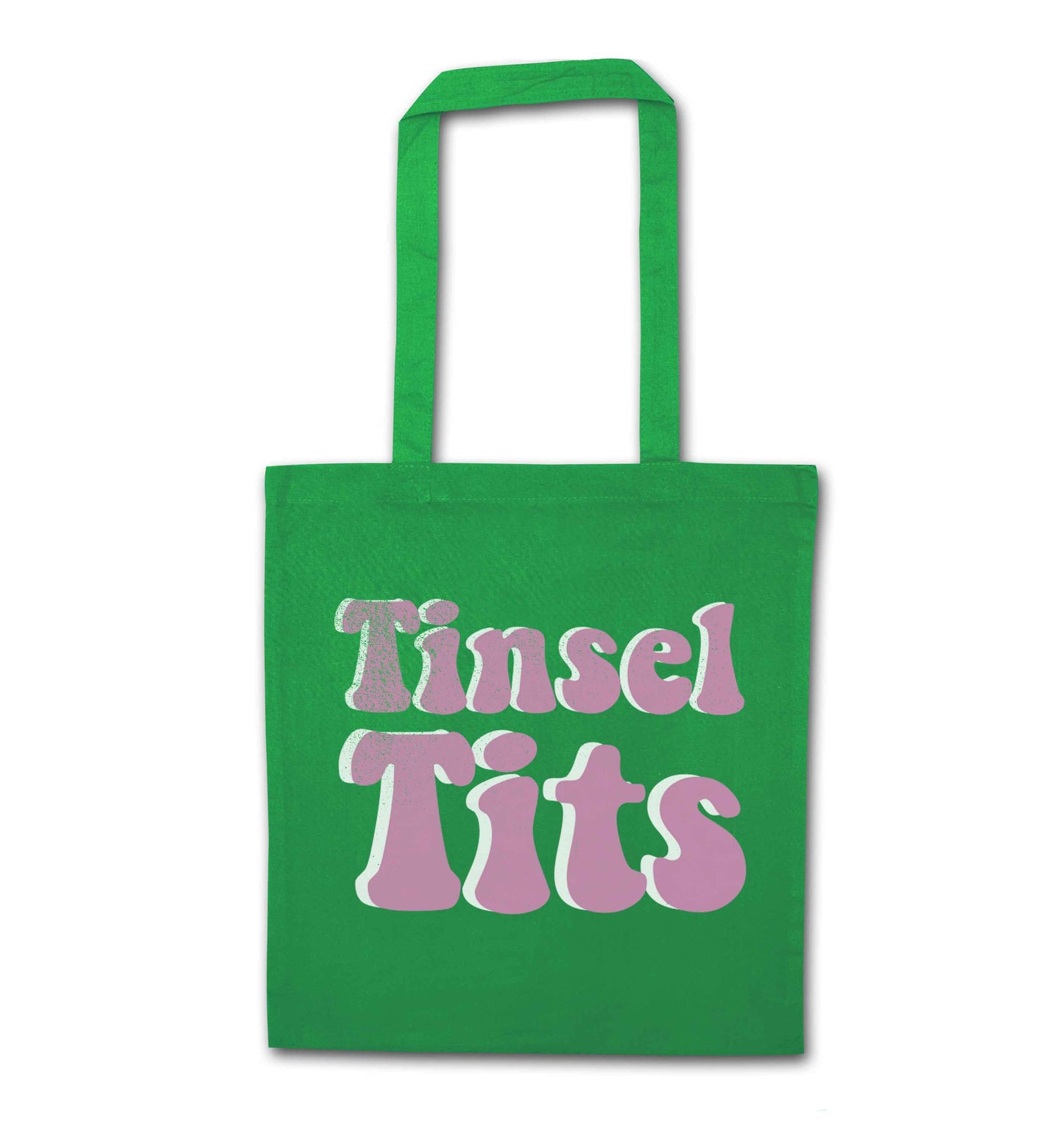 Tinsel tits green tote bag