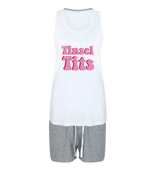 Tinsel tits size XL women's pyjama shorts set in pink 