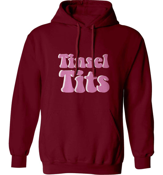 Tinsel tits adults unisex maroon hoodie 2XL