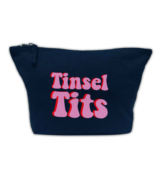 Tinsel tits navy makeup bag