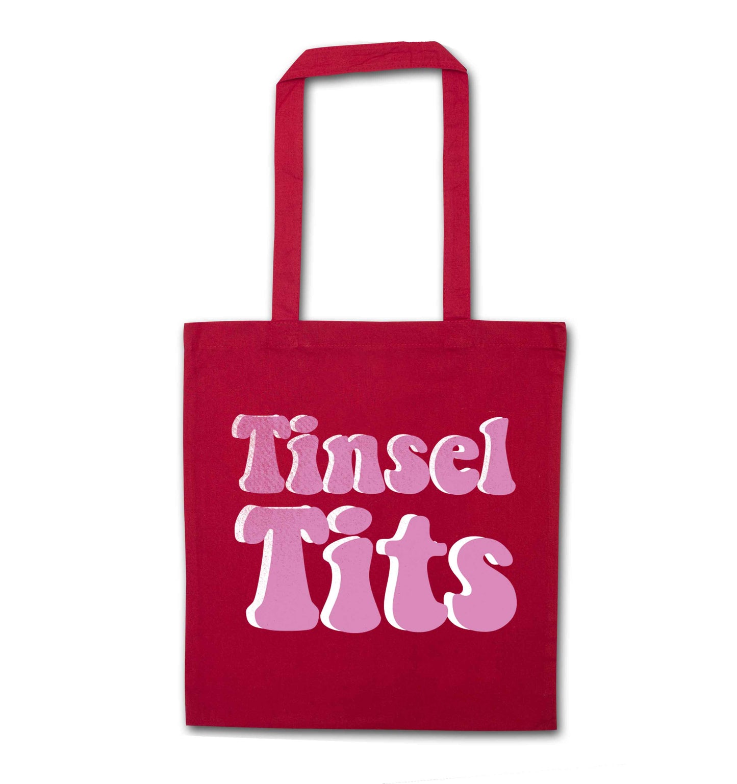 Tinsel tits red tote bag