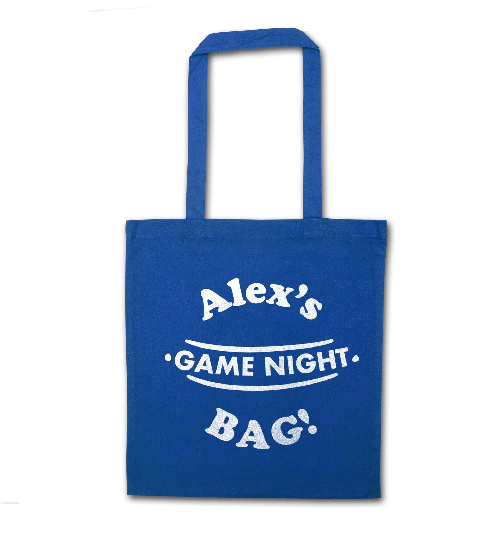 Personalised game night bag blue tote bag