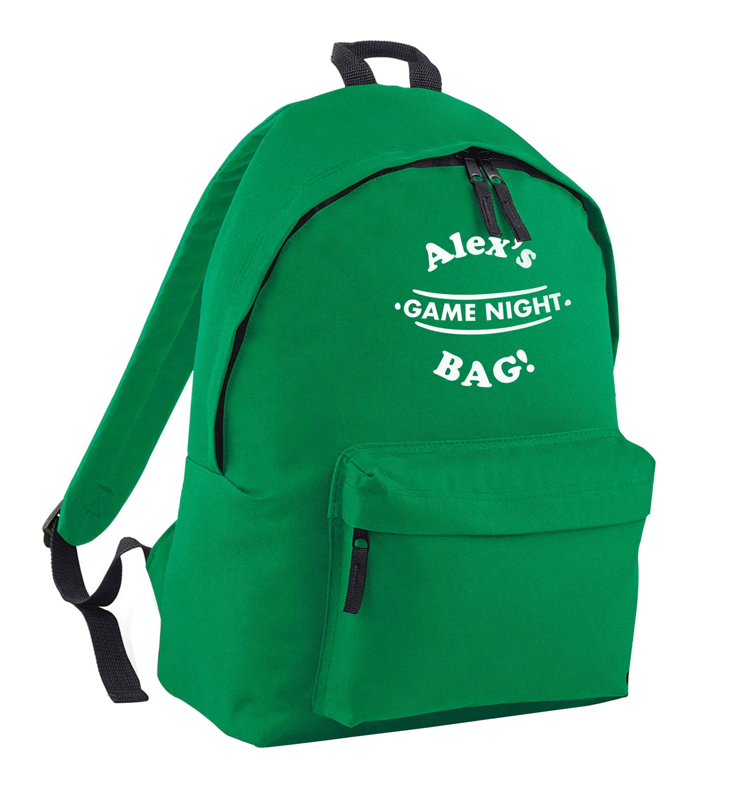 Personalised game night bag green adults backpack