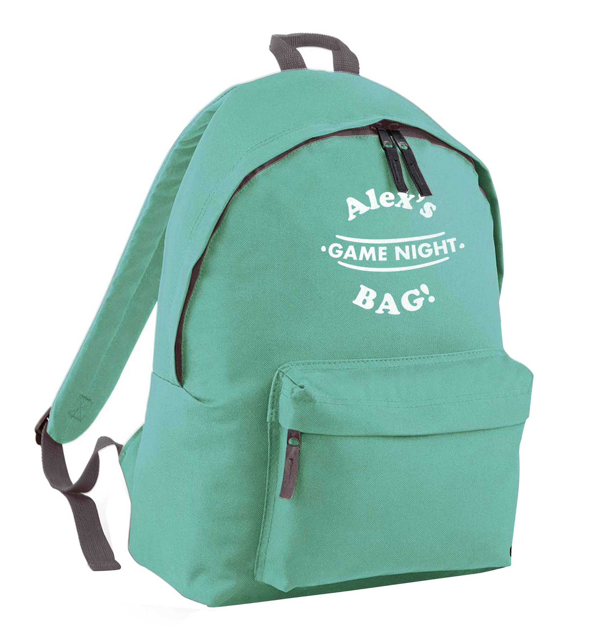Personalised game night bag mint adults backpack