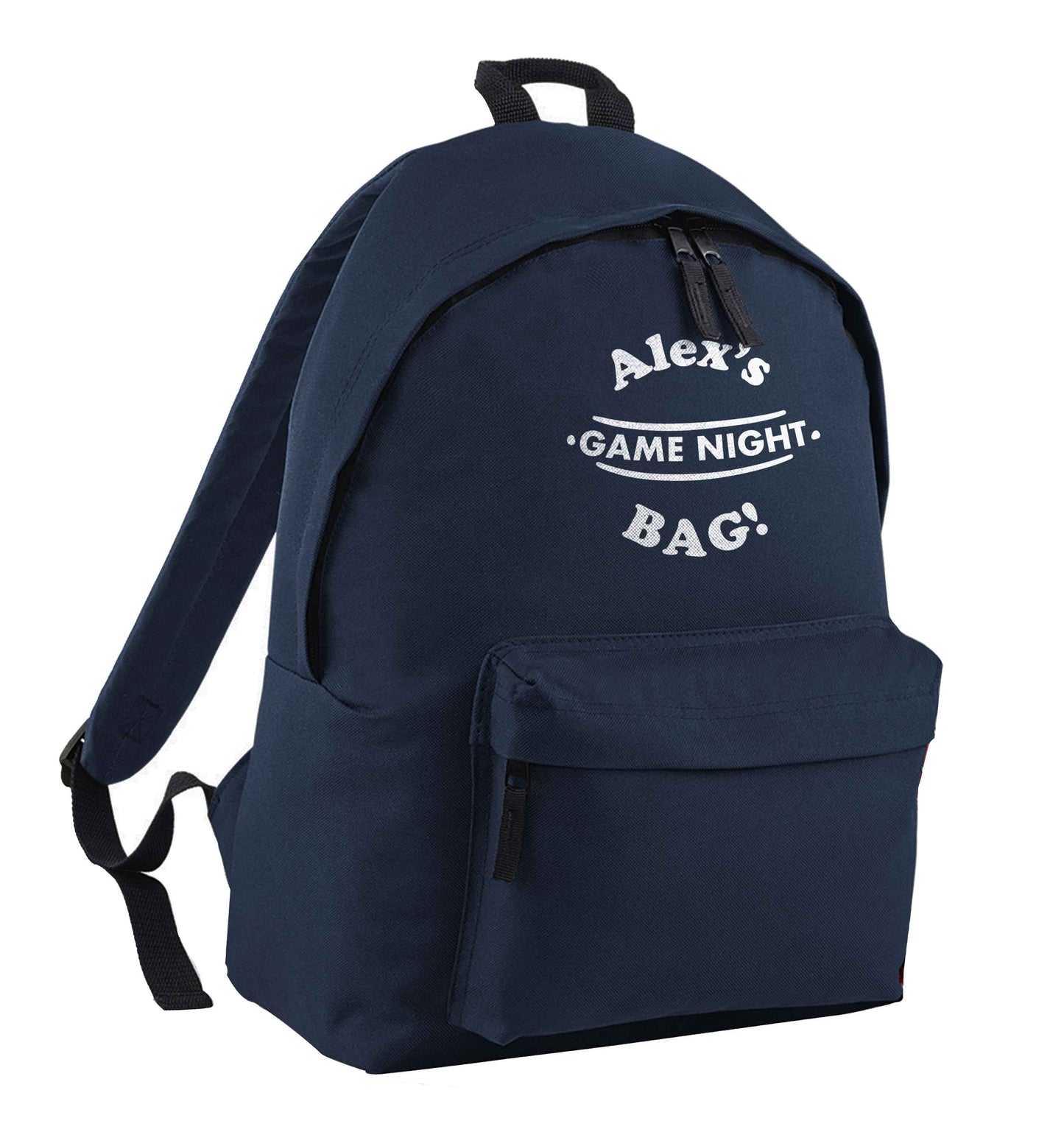 Personalised game night bag navy adults backpack