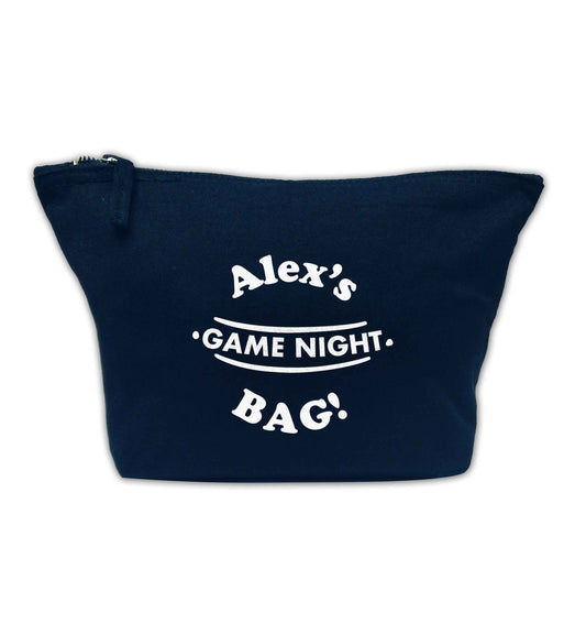 Personalised game night bag navy makeup bag