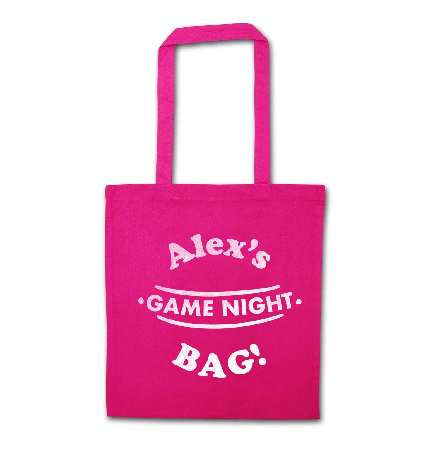 Personalised game night bag pink tote bag