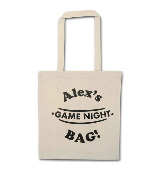 Personalised game night bag natural tote bag