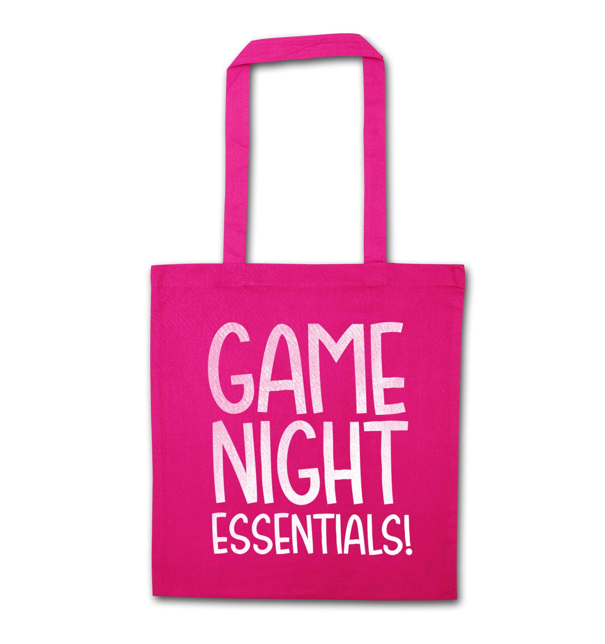 Game night essentials pink tote bag