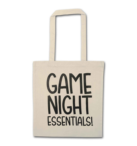 Game night essentials natural tote bag