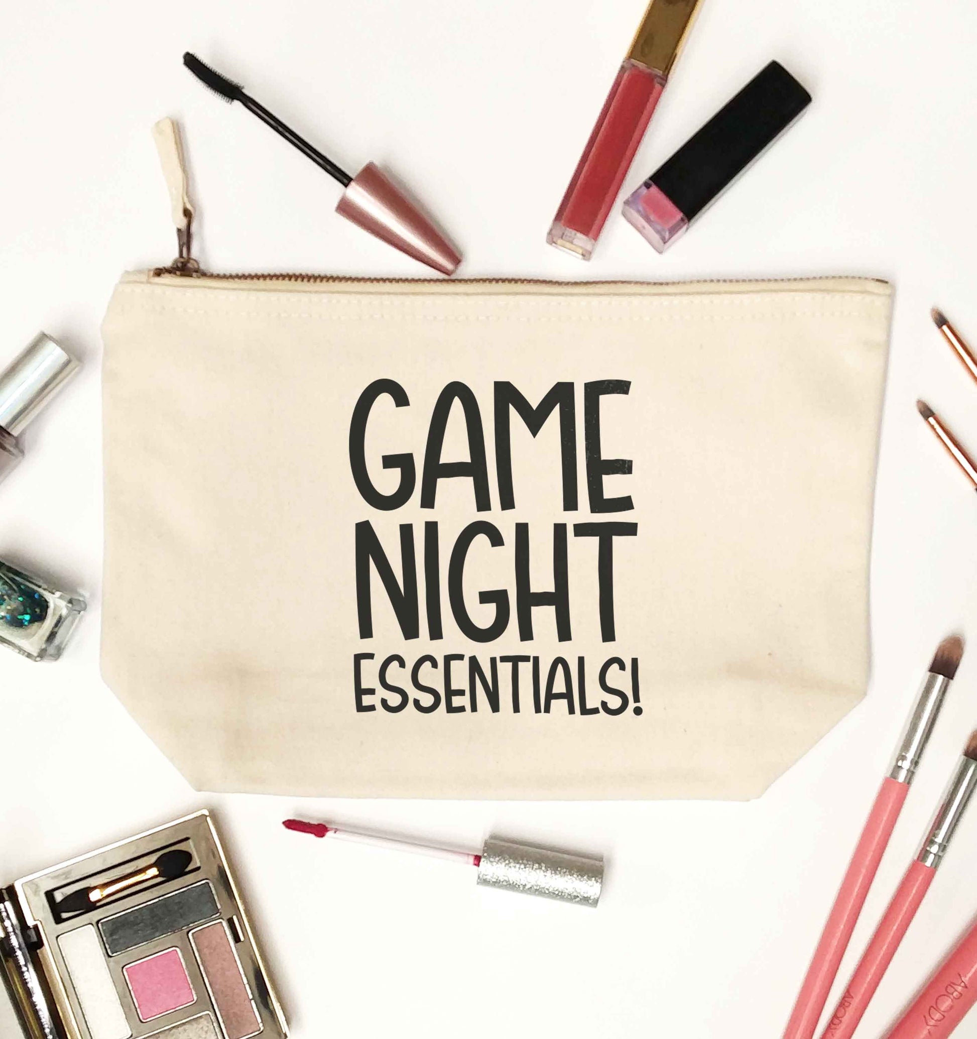 Game night essentials natural makeup bag