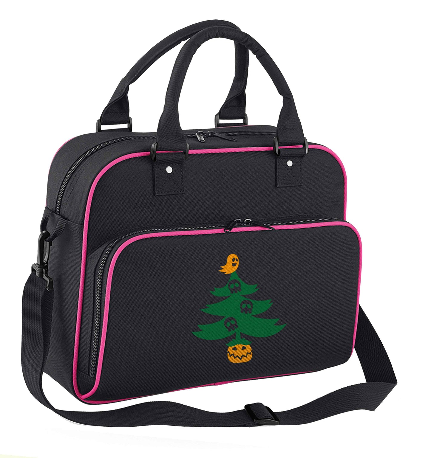 Halloween Christmas tree children's dance bag black with pink detail
