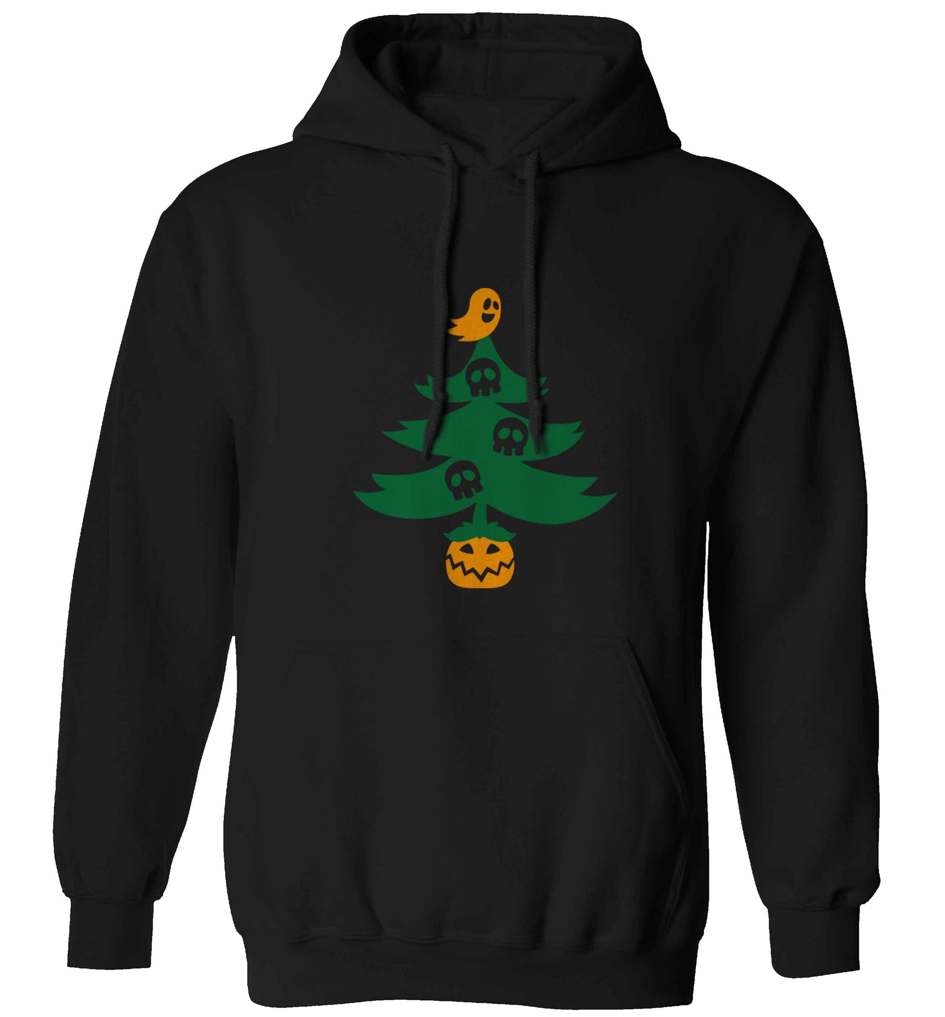 Halloween Christmas tree adults unisex black hoodie 2XL