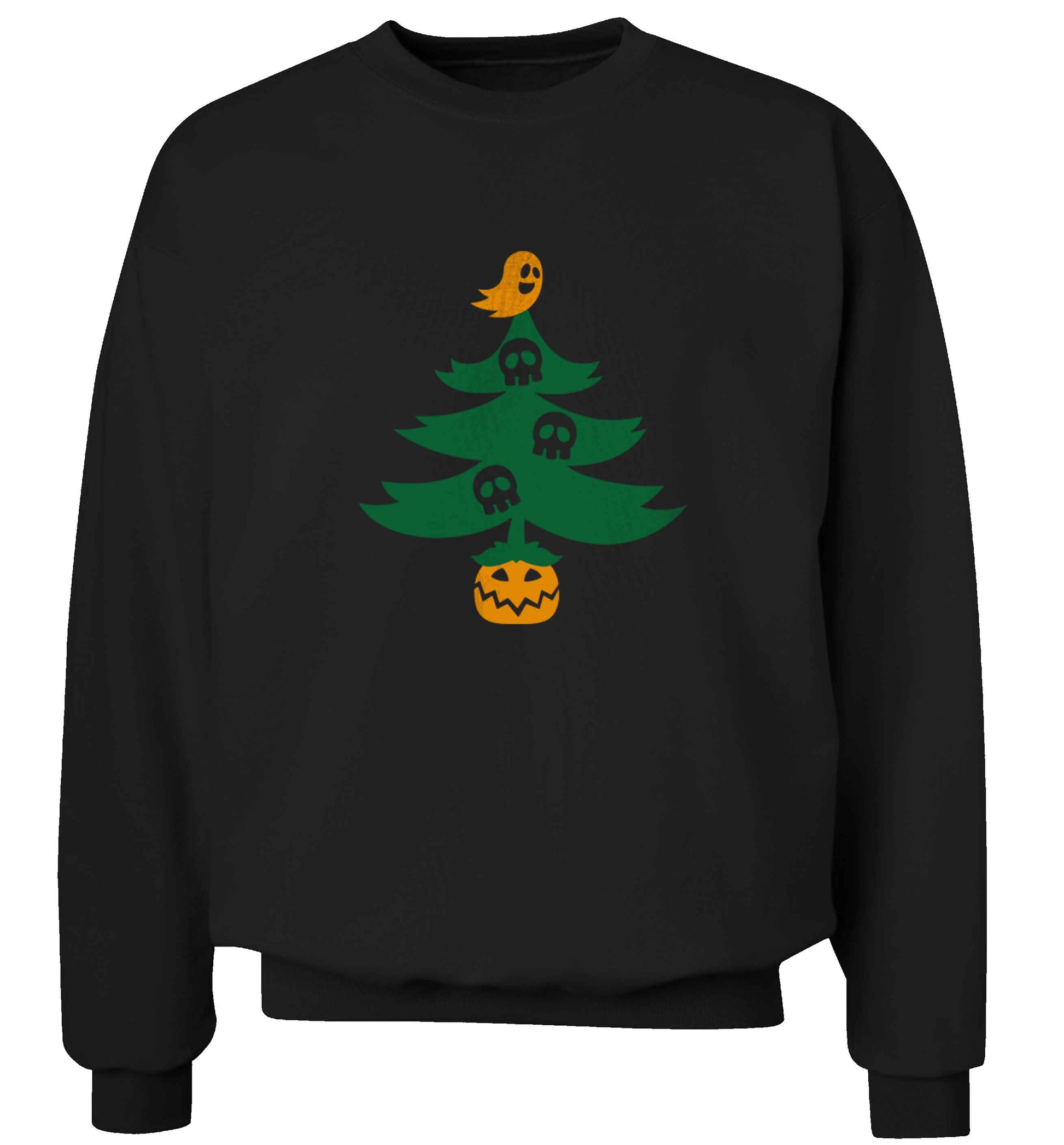Halloween Christmas tree adult's unisex black sweater 2XL