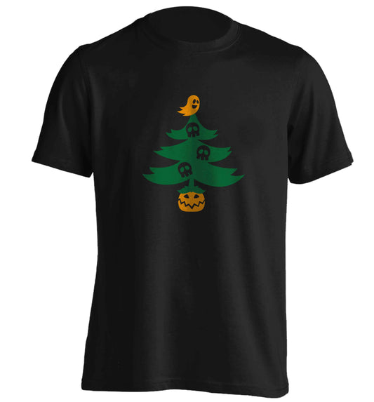 Halloween Christmas tree adults unisex black Tshirt 2XL