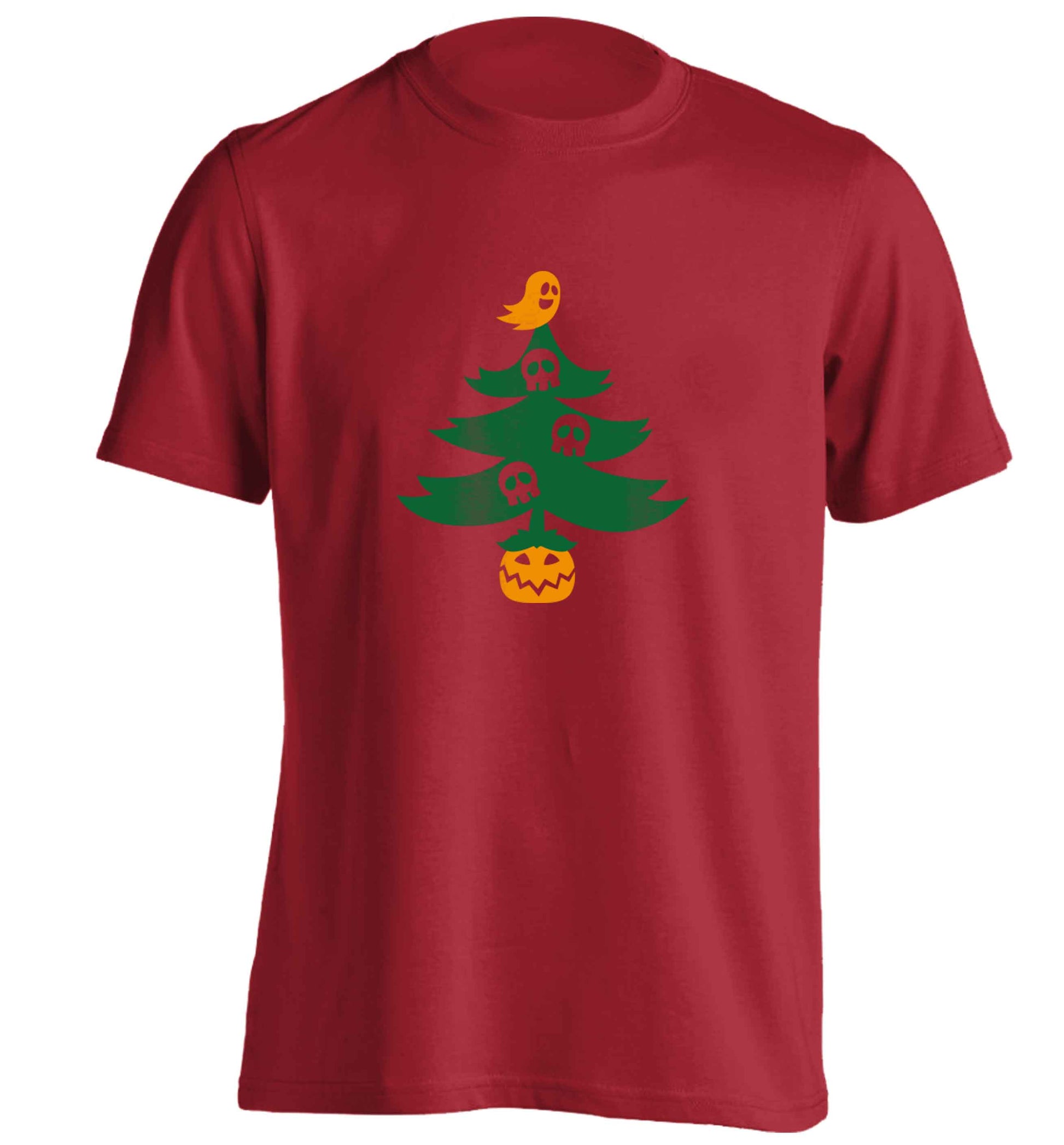Halloween Christmas tree adults unisex red Tshirt 2XL