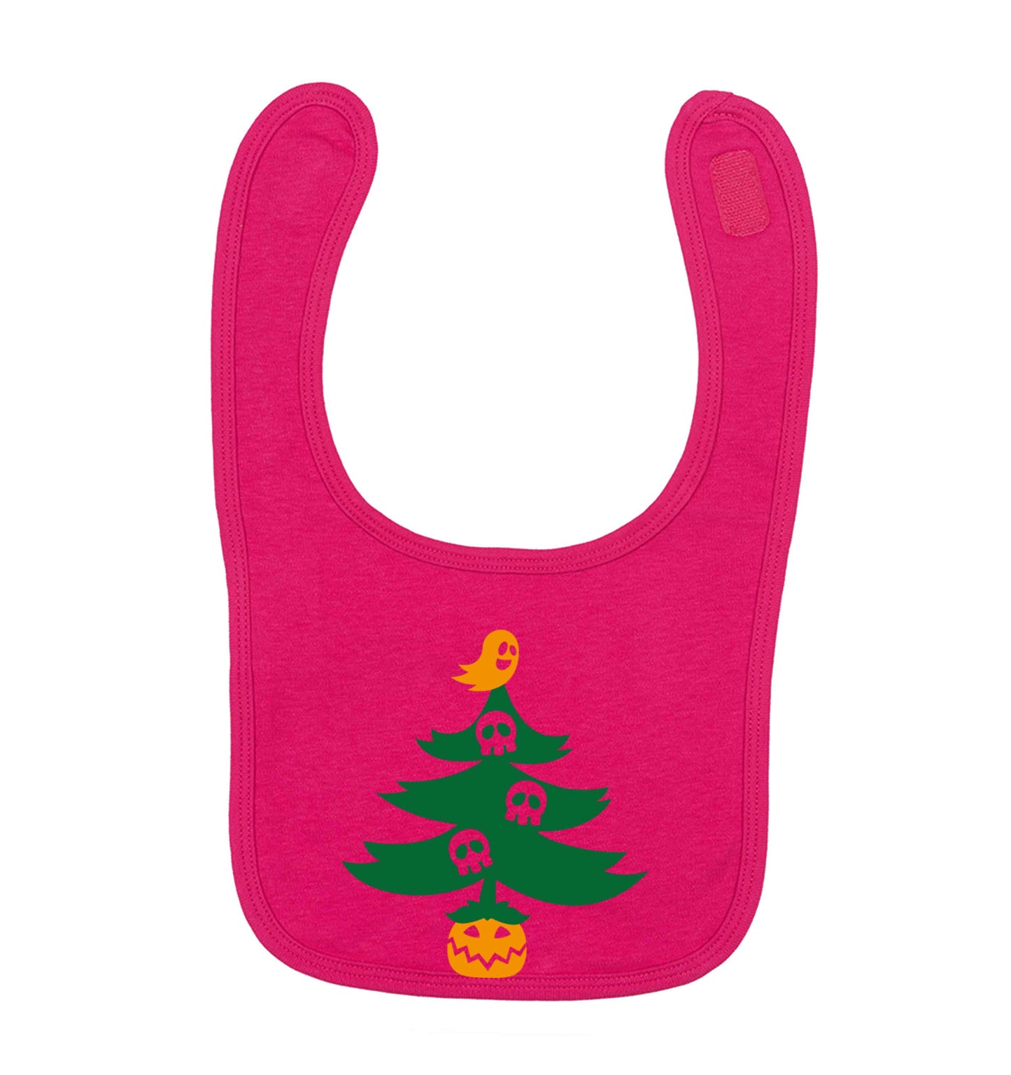 Halloween Christmas tree dark pink baby bib