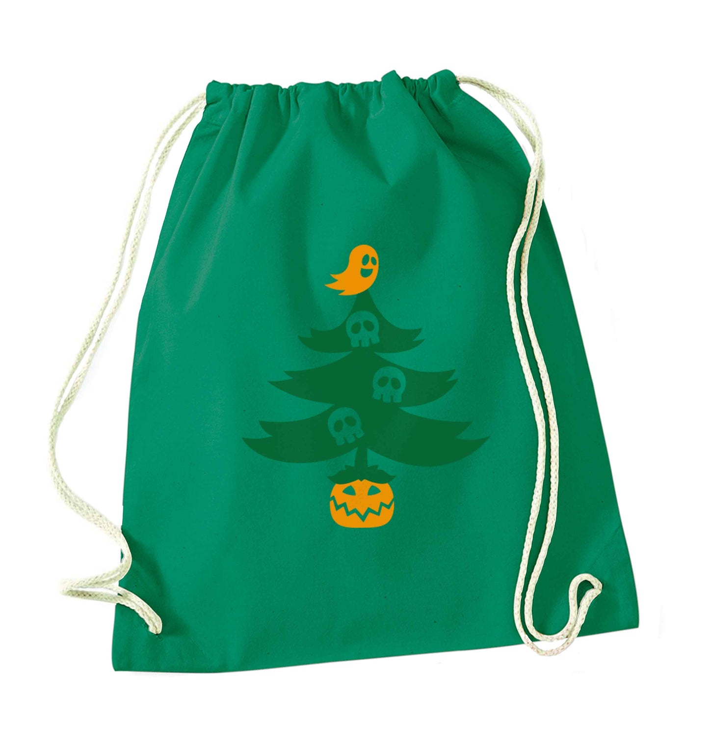 Halloween Christmas tree green drawstring bag