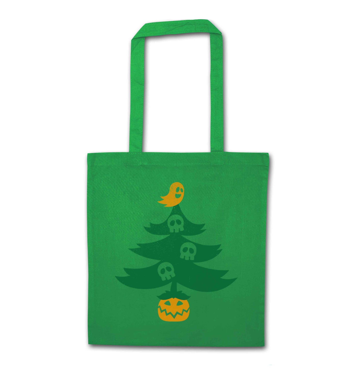 Halloween Christmas tree green tote bag