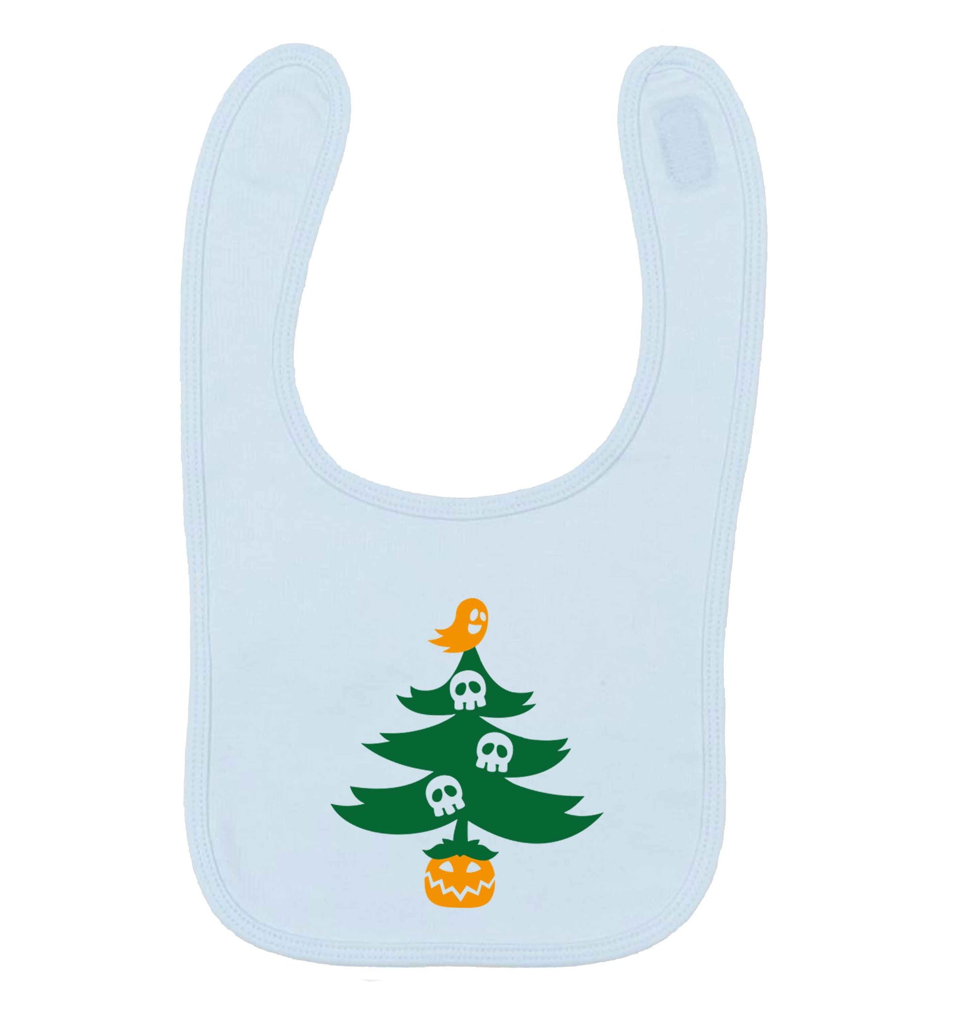 Halloween Christmas tree pale blue baby bib