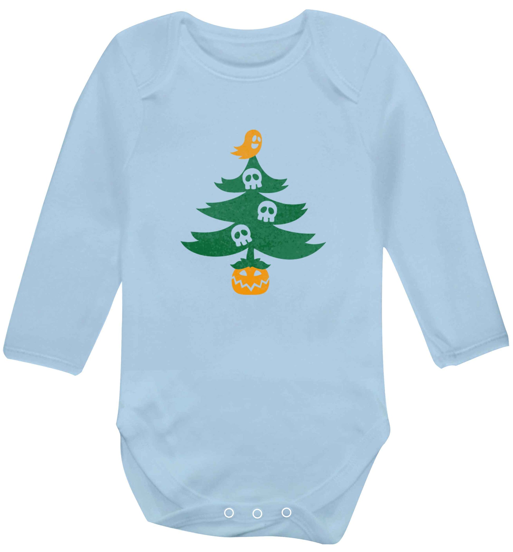 Halloween Christmas tree baby vest long sleeved pale blue 6-12 months