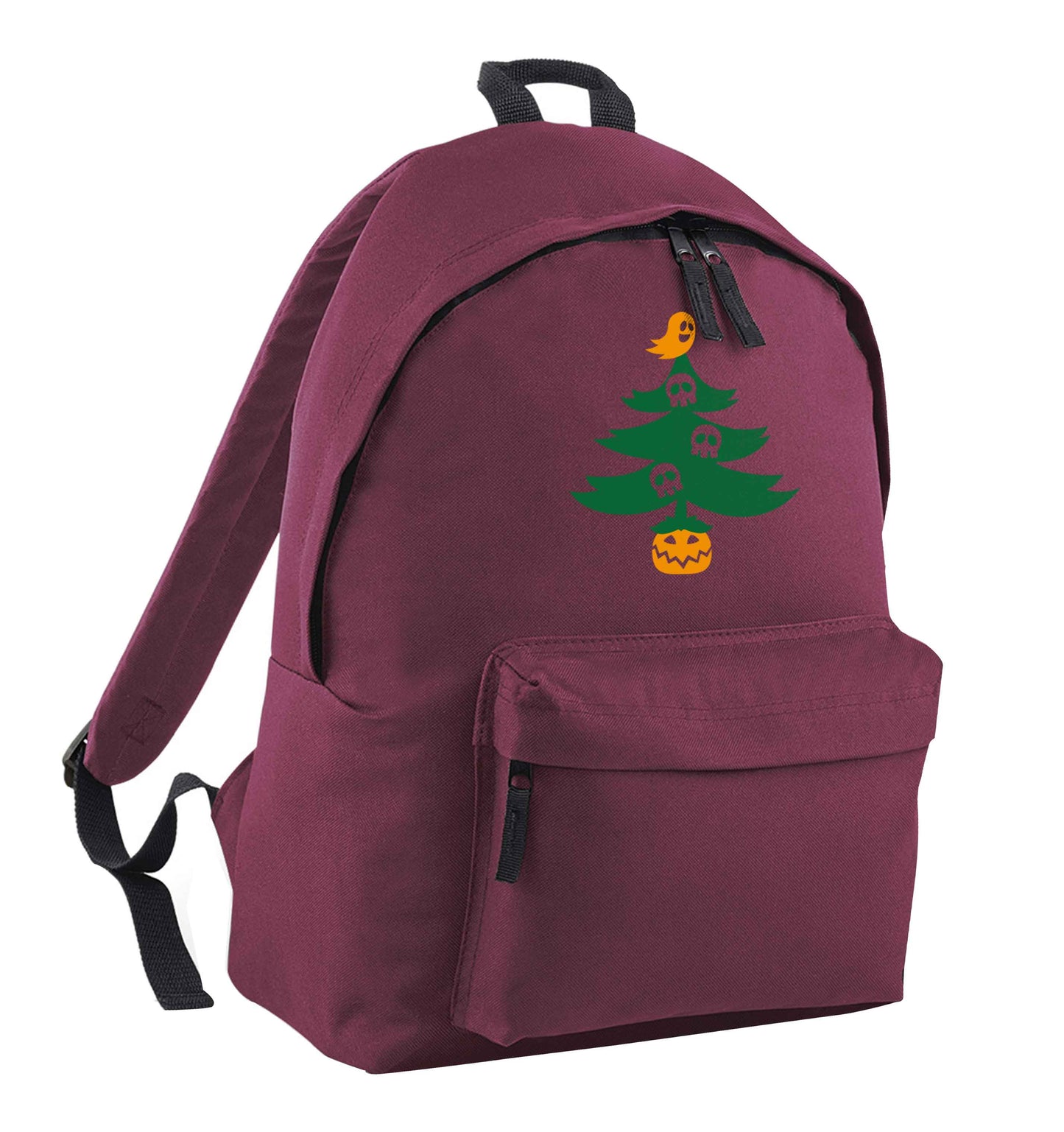 Halloween Christmas tree maroon adults backpack