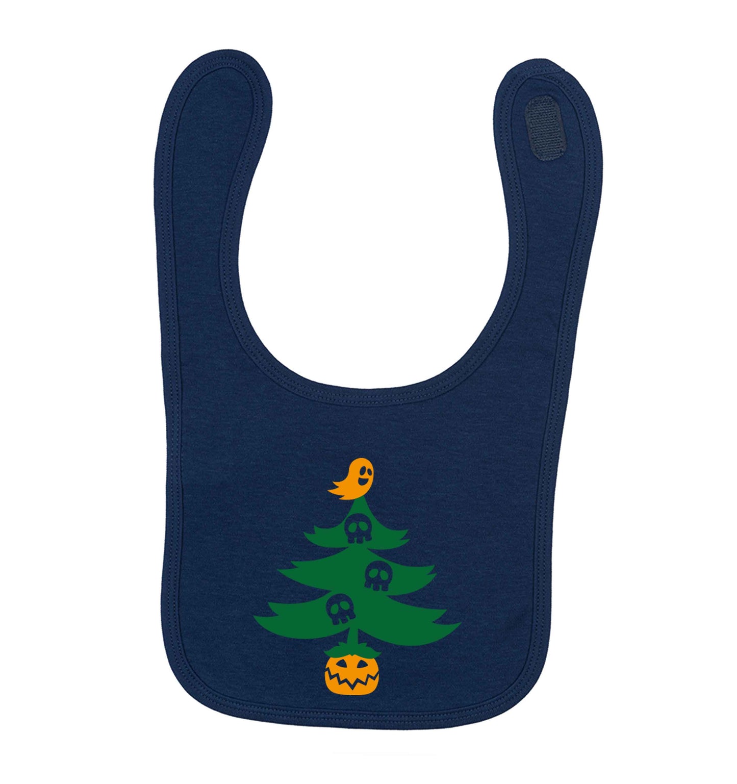 Halloween Christmas tree navy baby bib
