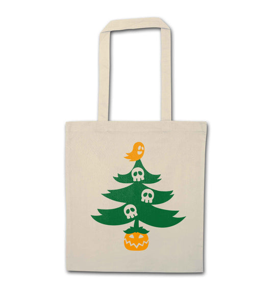 Halloween Christmas tree natural tote bag