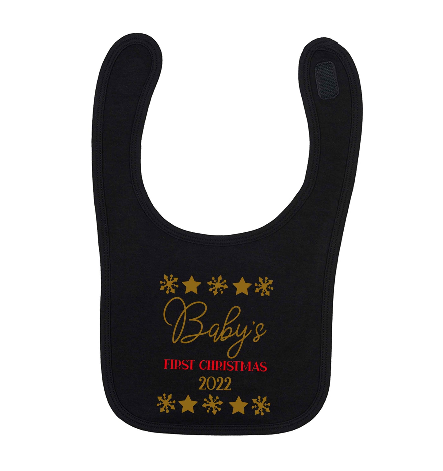 Baby's first Christmas black baby bib