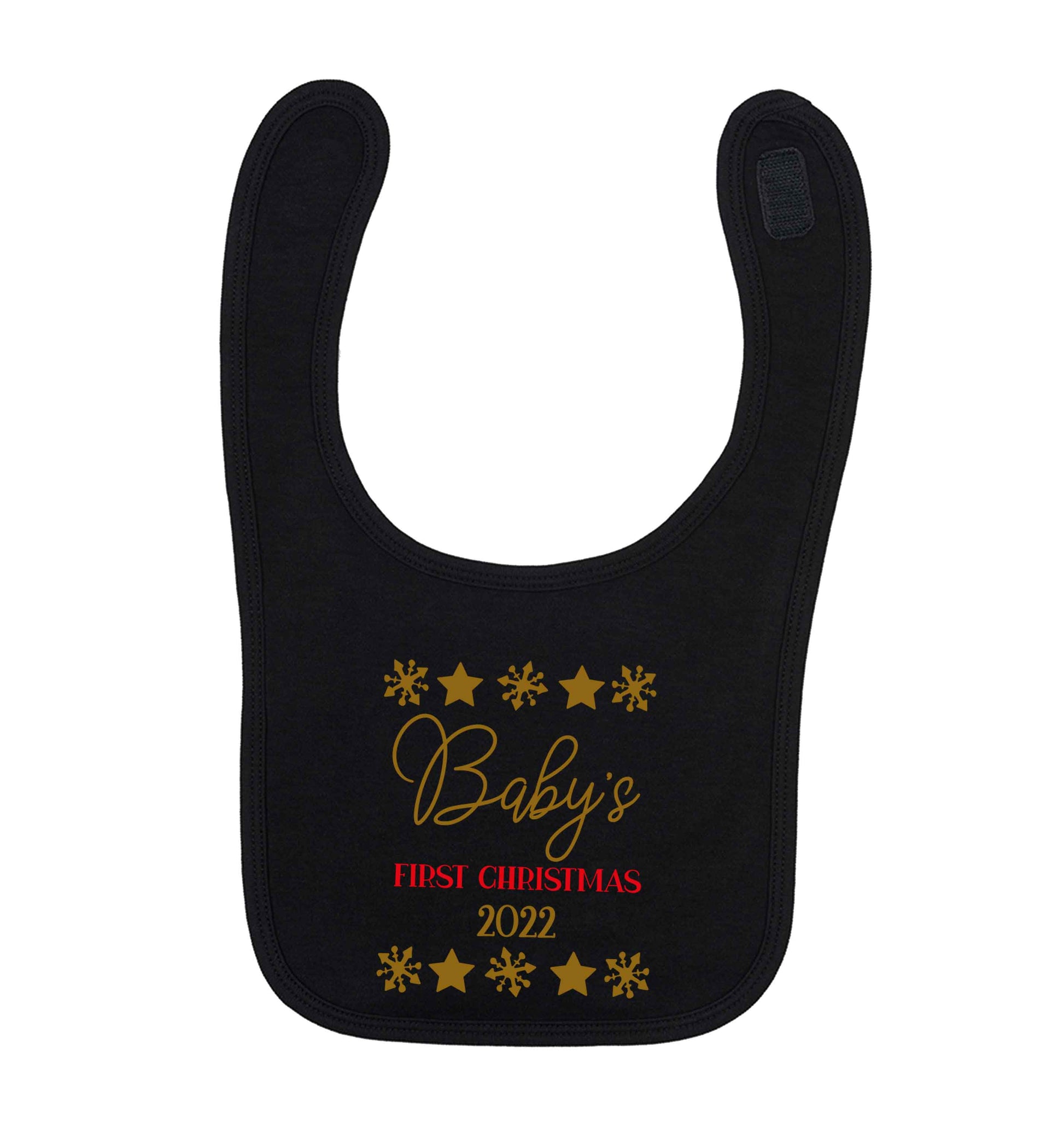 Baby's first Christmas black baby bib