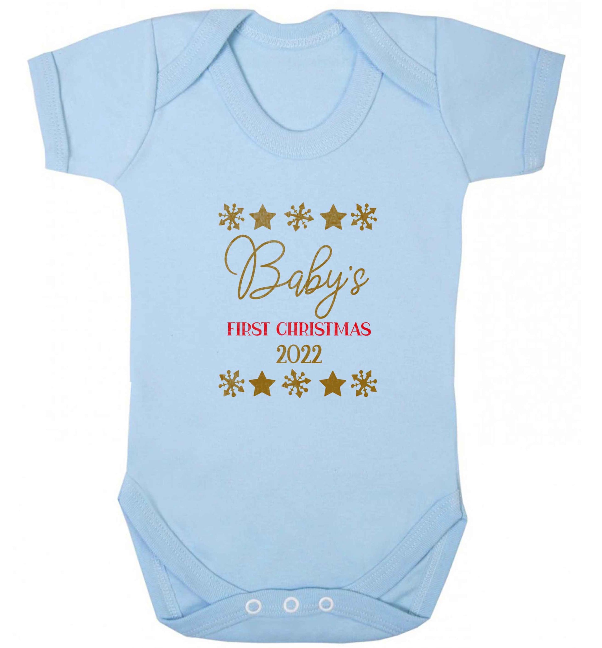 Baby's first Christmas baby vest pale blue 18-24 months