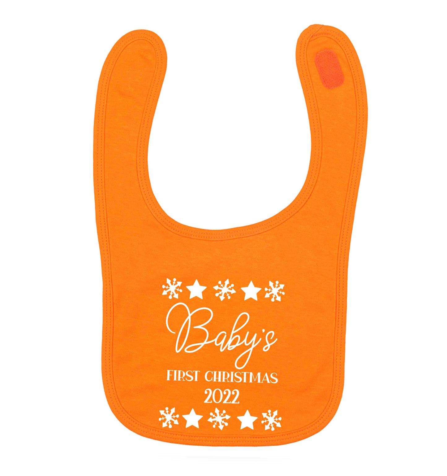 Baby's first Christmas orange baby bib