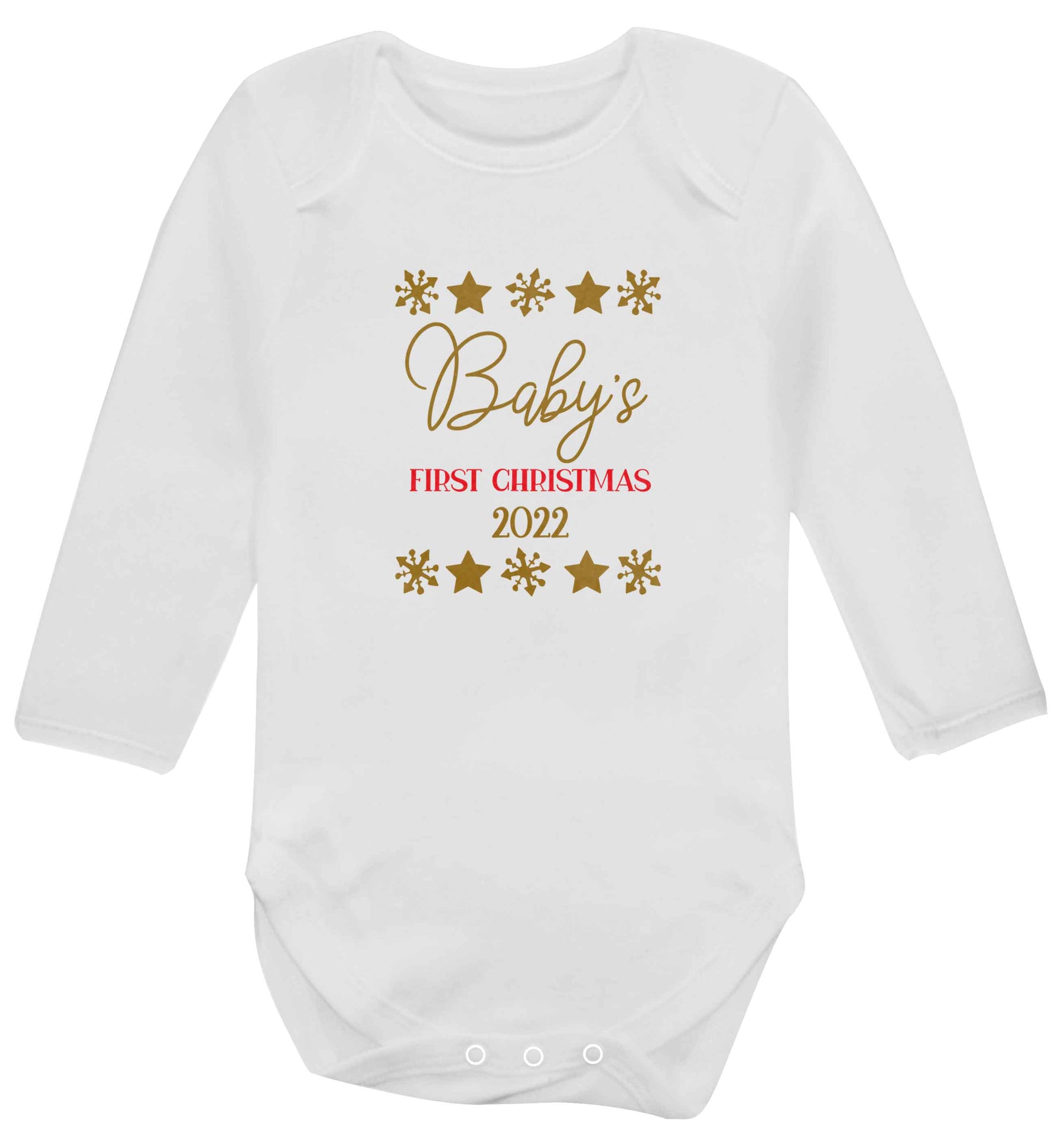 Baby's first Christmas baby vest long sleeved white 6-12 months
