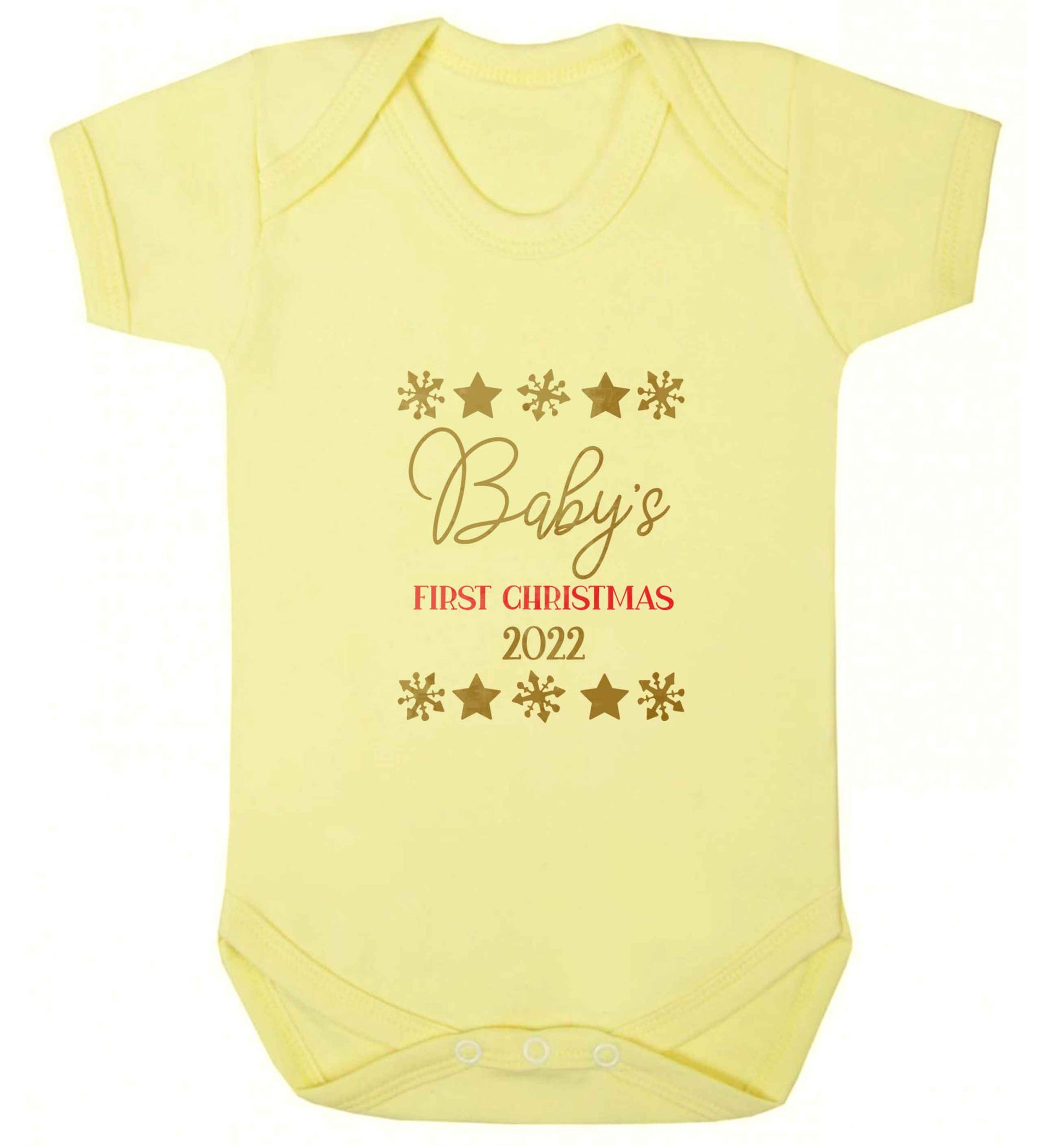 Baby's first Christmas baby vest pale yellow 18-24 months