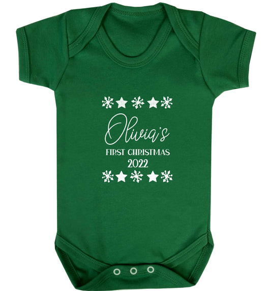 Personalised First Christmas baby vest green 18-24 months