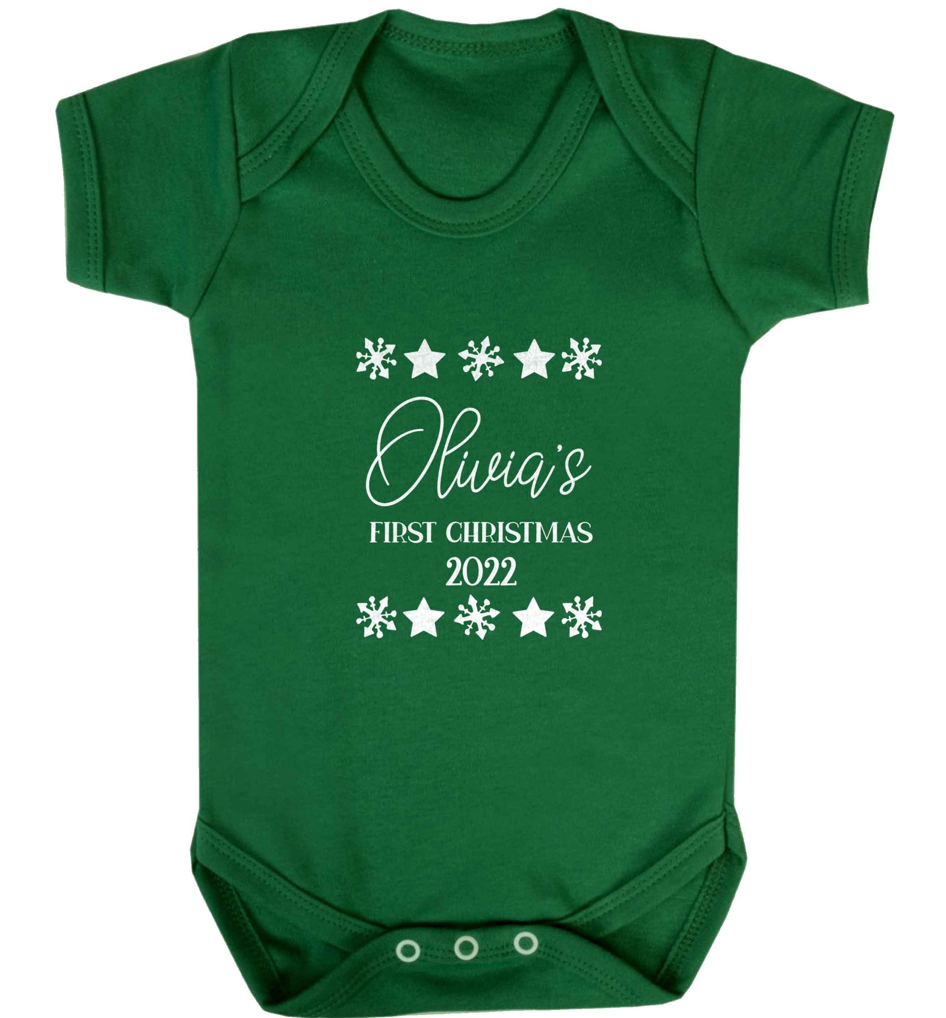 Personalised First Christmas baby vest green 18-24 months