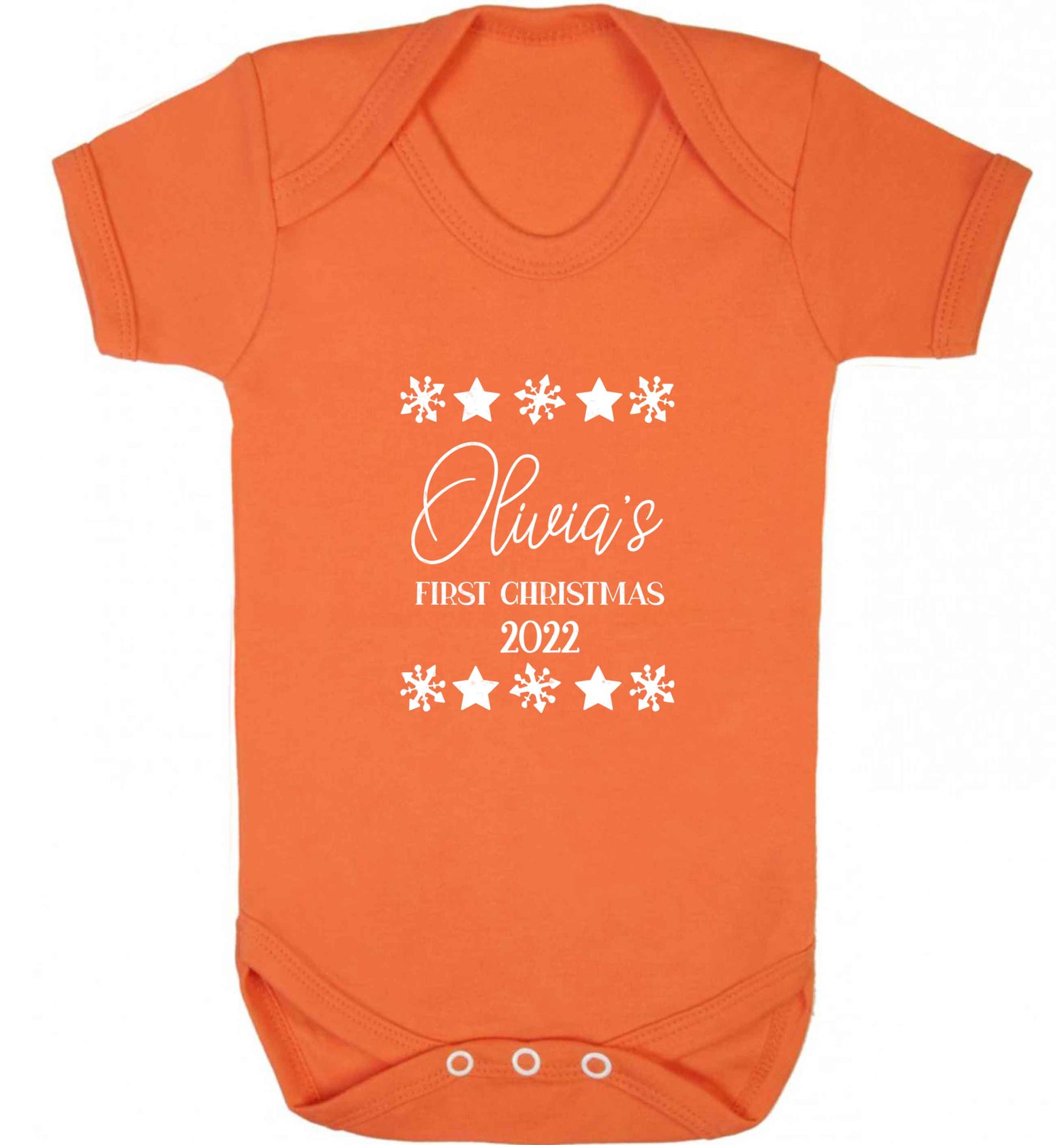 Personalised First Christmas baby vest orange 18-24 months
