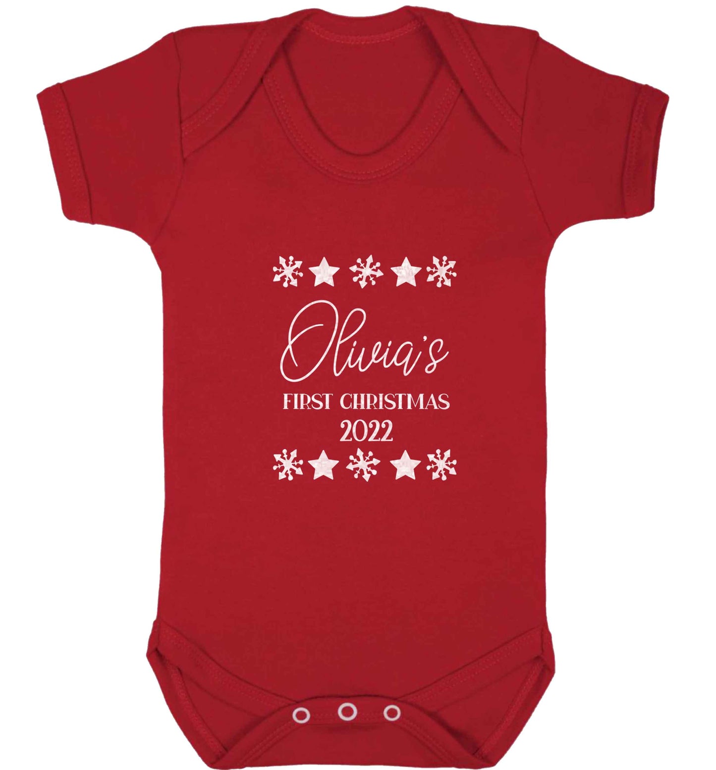 Personalised First Christmas baby vest red 18-24 months