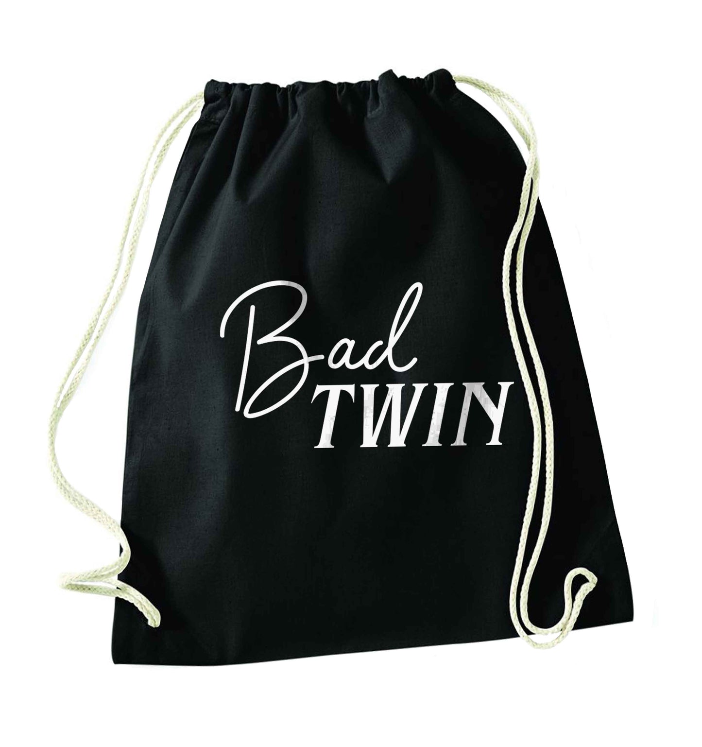 Bad twin black drawstring bag